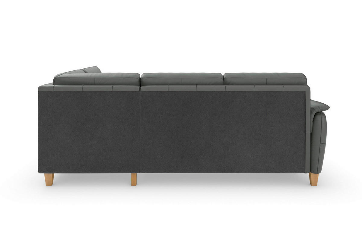 ECKSOFA PALMERA E in Echtleder Anthrazit  236/212 cm  - Eichefarben/Anthrazit, Basics, Leder/Holz (236/212cm) - Sit & More