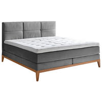 BOXSPRINGBETT 180/200 cm,  in Grau, Matratzen, H2 = mittel  - Eichefarben/Grau, KONVENTIONELL, Holz/Textil (180/200cm) - Boxxx