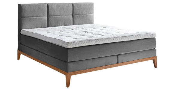 BOXSPRINGBETT 180/200 cm  in Grau  - Eichefarben/Grau, KONVENTIONELL, Holz/Textil (180/200cm) - Carryhome