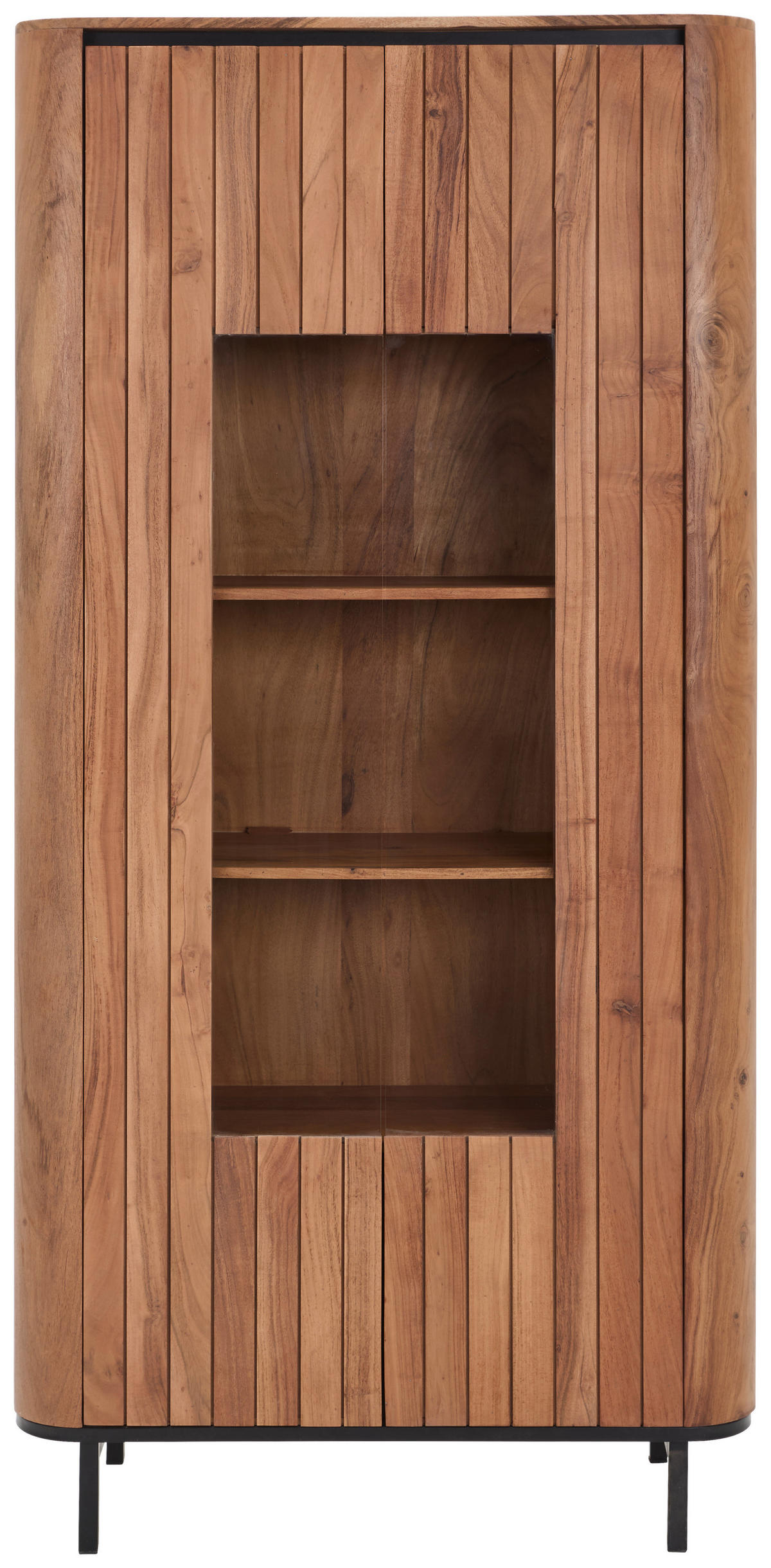 VITRINE in furniert, massiv Akazie Naturfarben  - Transparent/Schwarz, KONVENTIONELL, Glas/Holz (99/200/42cm) - Livetastic