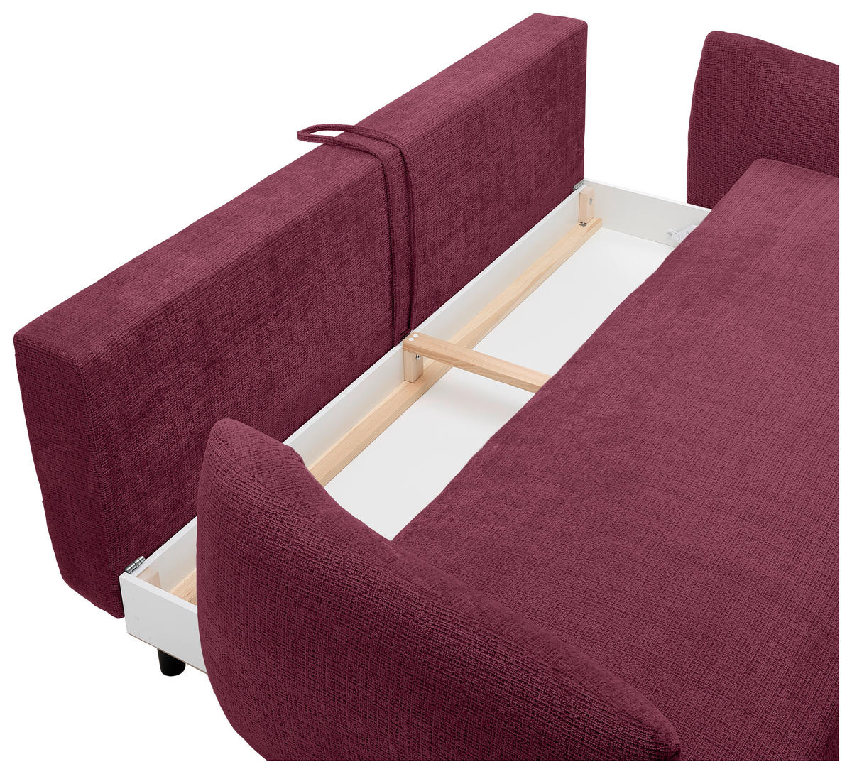 SCHLAFSOFA in Chenille Bordeaux  - Bordeaux/Schwarz, Konventionell, Textil/Metall (228/75/98cm) - Carryhome
