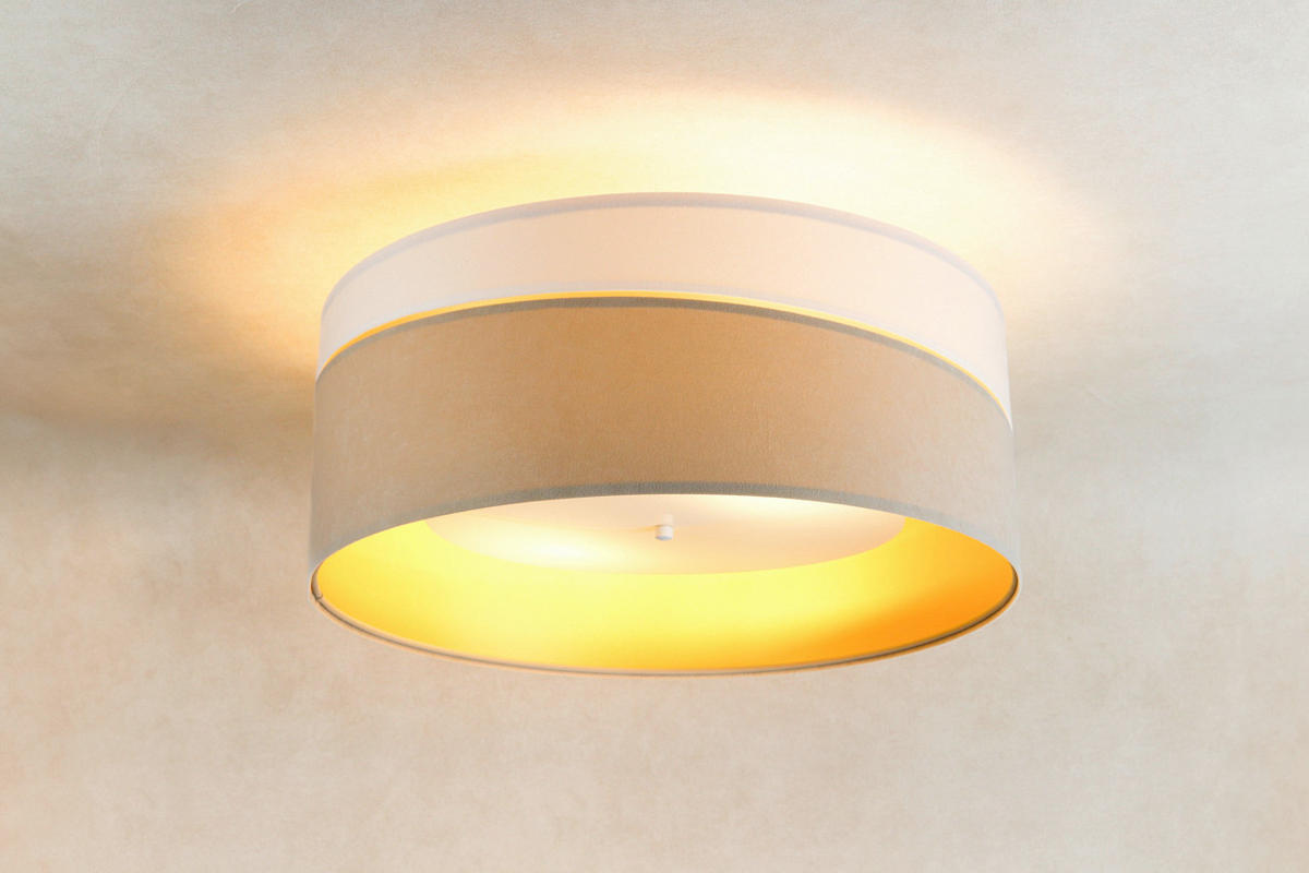 DECKENLEUCHTE Swing 50/20 cm   - Beige/Goldfarben, Design, Kunststoff/Textil (50/20cm)