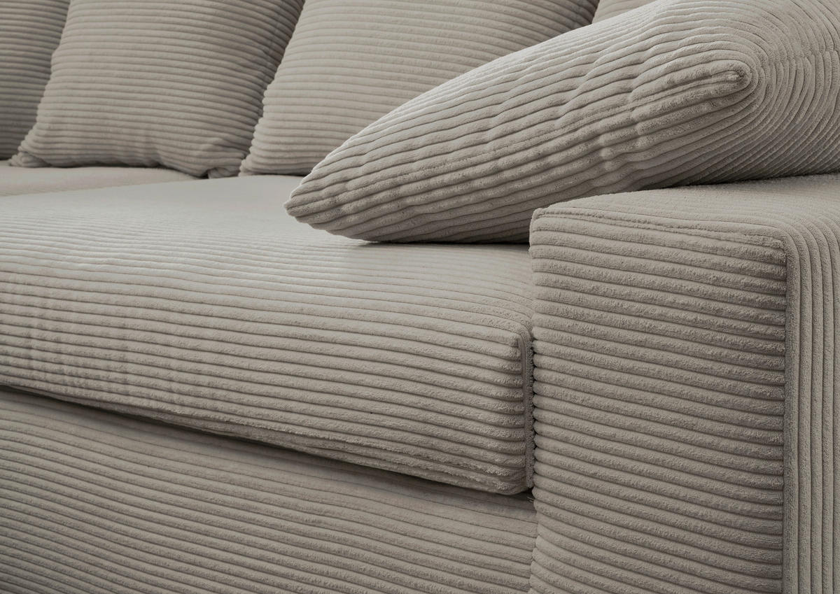 ECKSOFA in Cord Graubraun  - Graubraun/Schwarz, Modern, Kunststoff/Textil (200/278cm) - Livetastic