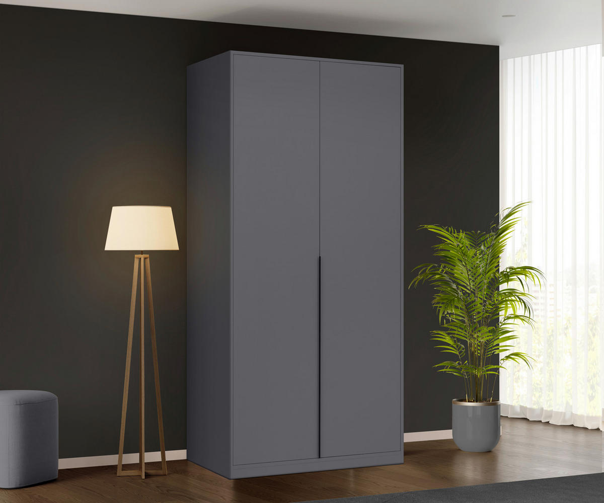 DREHTÜRENSCHRANK 93/211/53 cm,  in Graphitfarben, 2-türig  - Graphitfarben/Schwarz, MODERN, Holzwerkstoff/Metall (93/211/53cm) - MID.YOU