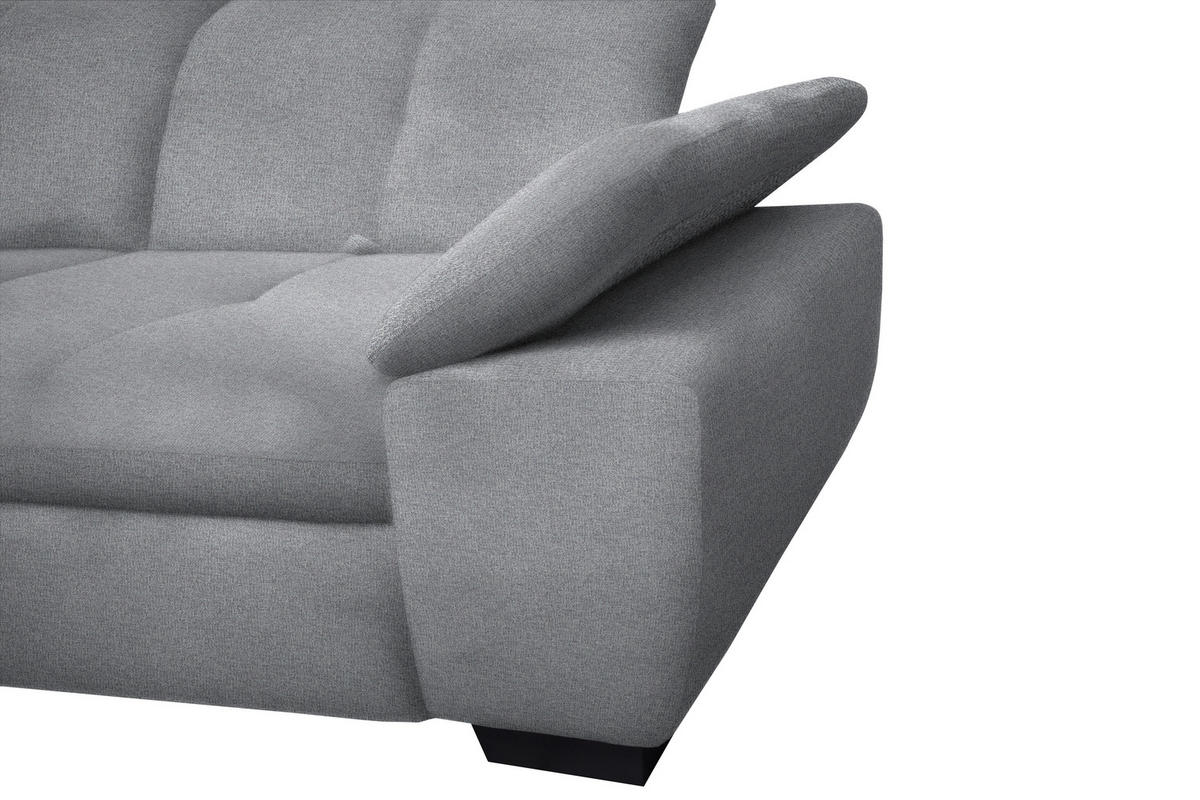 ECKSOFA Grau Flachgewebe  - Schwarz/Grau, Design, Textil/Metall (313/242cm) - Xora