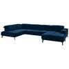 WOHNLANDSCHAFT Dunkelblau Velours  - Schwarz/Dunkelblau, Design, Textil/Metall (219/383/195cm) - Beldomo Style