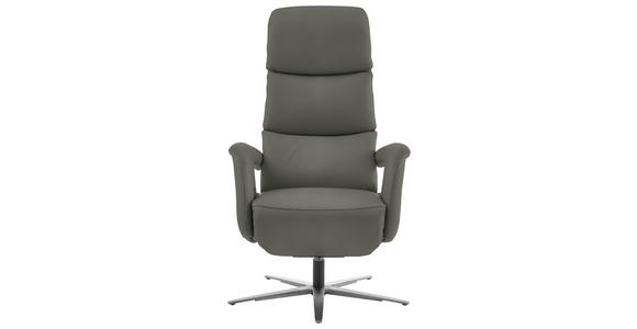 RELAXSESSEL in Leder Dunkelgrau  - Edelstahlfarben/Dunkelgrau, Design, Leder/Metall (76/119/86cm) - Dieter Knoll