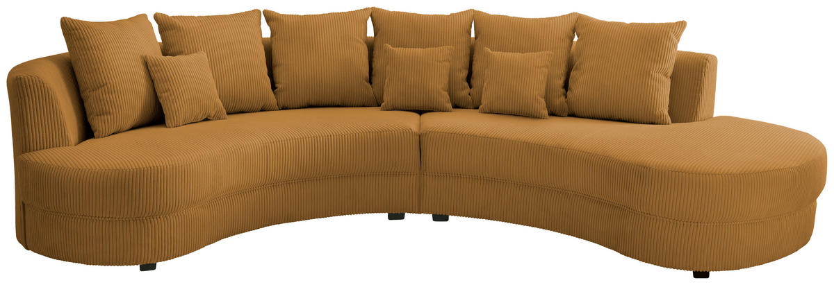 WOHNLANDSCHAFT Goldfarben Cord  - Goldfarben/Schwarz, Design, Kunststoff/Textil (300/160cm) - Livetastic