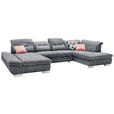WOHNLANDSCHAFT Grau Mikrofaser  - Chromfarben/Grau, Design, Kunststoff/Textil (204/350/211cm) - Xora