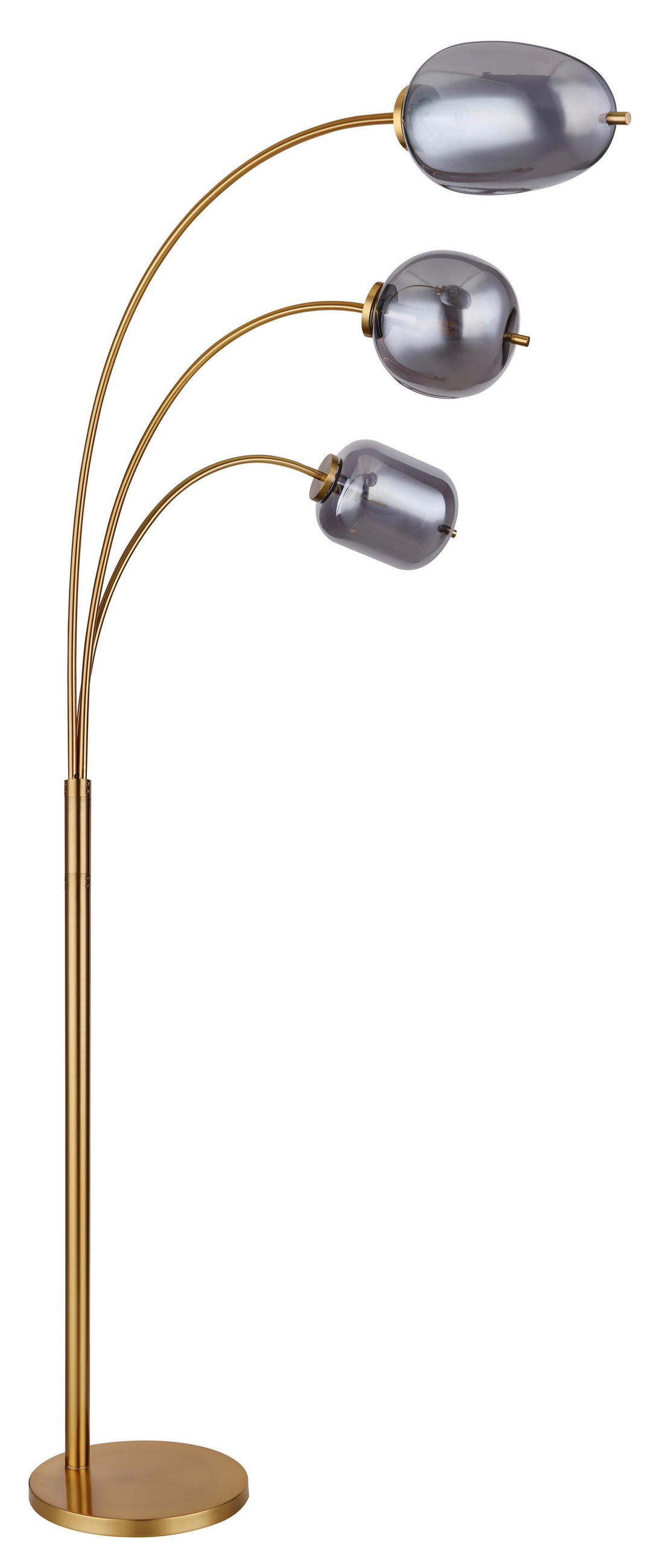 BOGENLEUCHTE 80/60/175 cm    - Messingfarben/Grau, Design, Glas/Metall (80/60/175cm) - Globo