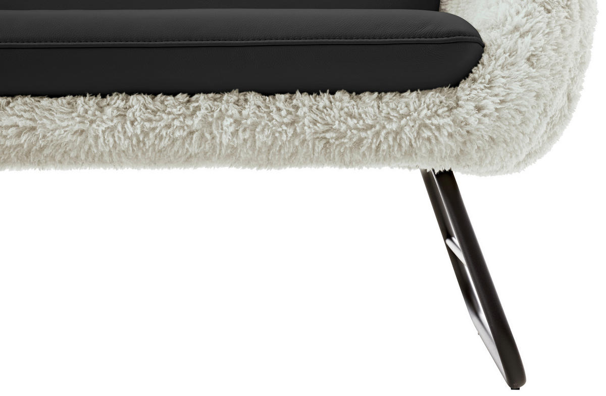 SITZBANK 219/87/78 cm  in Beige, Schwarzbraun  - Schwarzbraun/Beige, Design, Leder/Textil (219/87/78cm) - Koinor