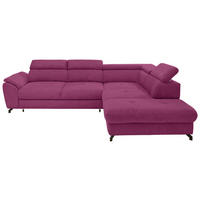 ECKSOFA in Webstoff Magenta  - Magenta/Schwarz, Design, Textil/Metall (277/237cm) - Stylife