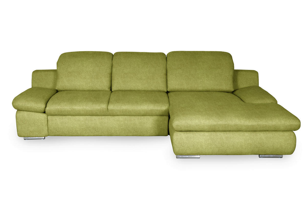 ECKSOFA in Chenille Grün  286/165 cm  - Chromfarben/Grün, Design, Textil/Metall (286/165cm) - Livetastic