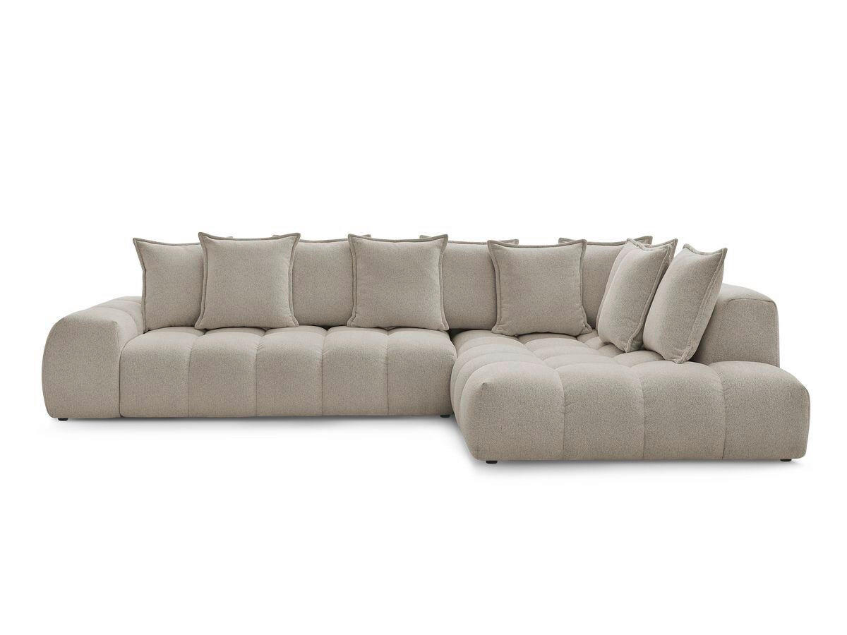 ECKSOFA Ottomane rechts  EVEREST Taupe Flachgewebe  - Taupe/Schwarz, MODERN, Kunststoff/Textil (352/210cm) - Livetastic