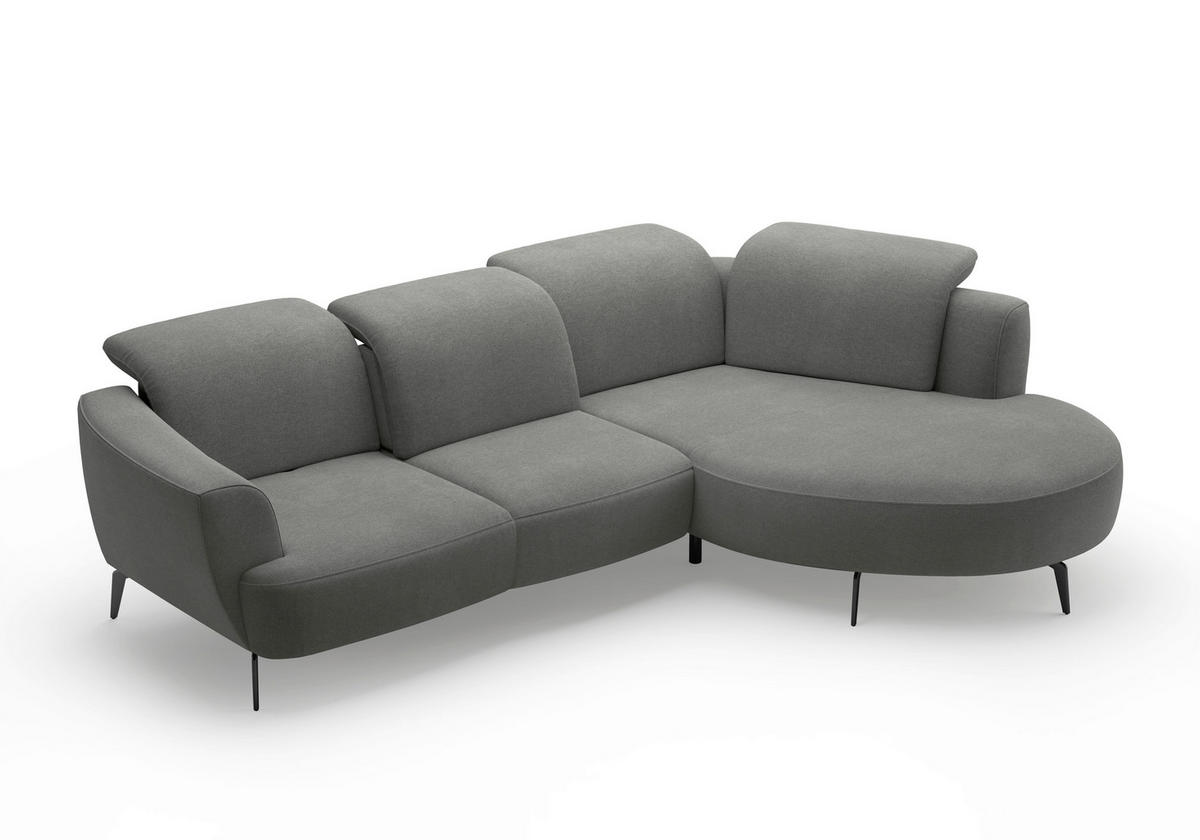 ECKSOFA in Mikrofaser Schlammfarben  - Schlammfarben/Schwarz, Konventionell, Textil/Metall (309/199cm) - Sit & More