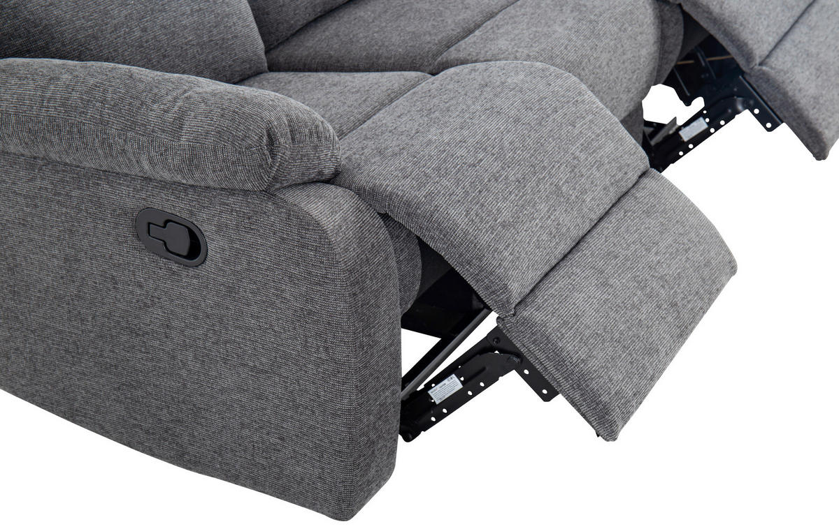 SITZGARNITUR VERONA Leinenoptik Dunkelgrau  - Dunkelgrau/Schwarz, Design, Kunststoff/Textil (84,5/133,5/100,5/92cm) - Livetastic