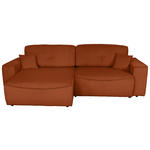 ECKSOFA Rostfarben Cord Zierkissen, Rückenkissen, Bettkasten, Schlaffunktion, Rücken echt, Liegefläche im Originalstoff  - Rostfarben/Schwarz, KONVENTIONELL, Kunststoff/Textil (148/265cm) - Carryhome