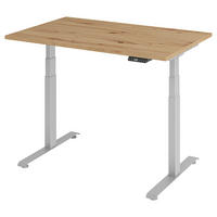 SCHREIBTISCH 140/80/64,5-129,5 cm Silberfarben elektrisch höhenverstellbar  - Silberfarben, KONVENTIONELL, Holzwerkstoff/Metall (140/80/64,5-129,5cm) - Venda