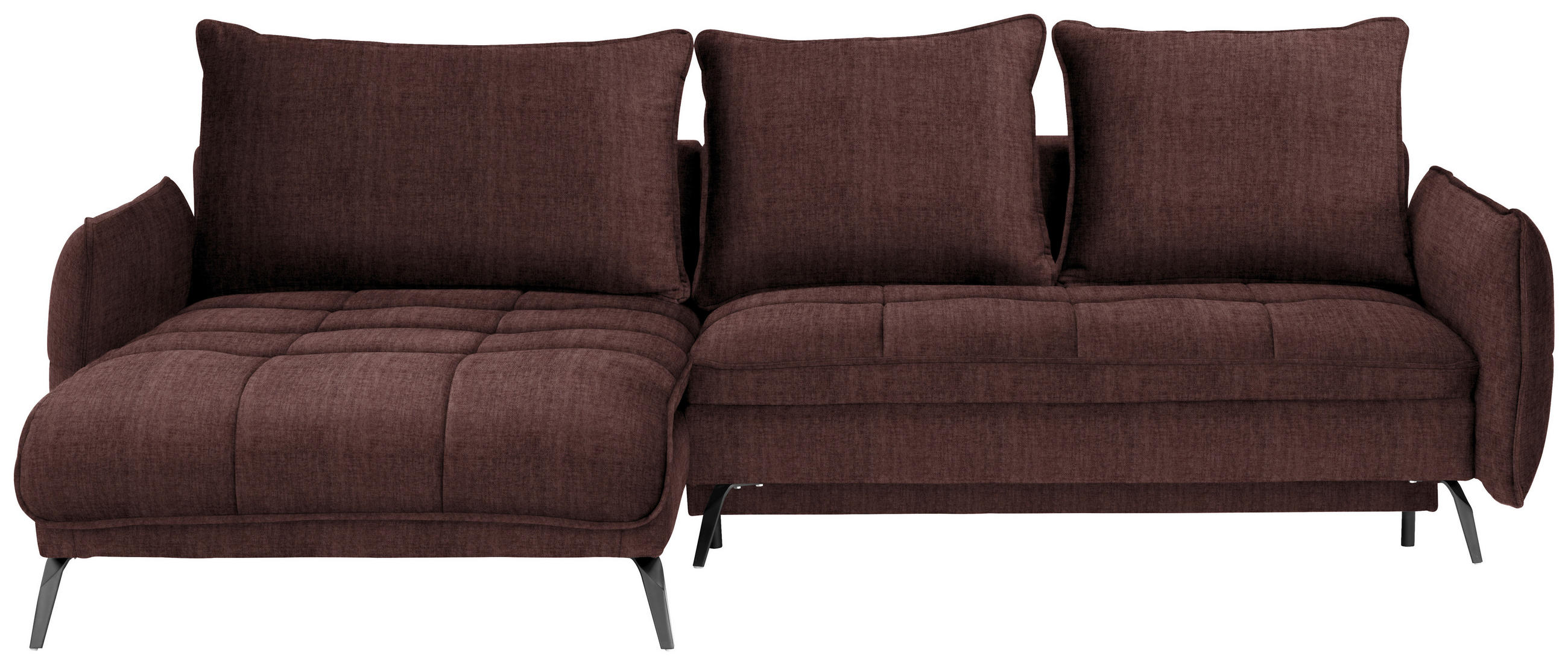 ECKSOFA in Flachgewebe Braun  - Schwarz/Braun, Design, Textil/Metall (180/273cm) - Hom`in