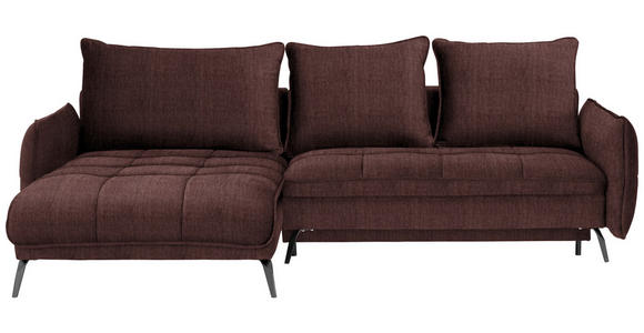 ECKSOFA in Flachgewebe Braun  - Schwarz/Braun, Design, Textil/Metall (180/273cm) - Hom`in