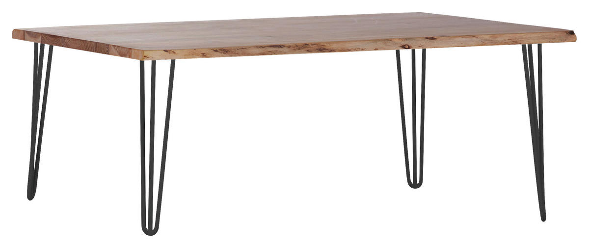 COUCHTISCH Akazie massiv 110/70/45 cm rechteckig Schwarz, Akaziefarben  - Schwarz/Akaziefarben, Design, Holz/Metall (110/70/45cm) - Landscape