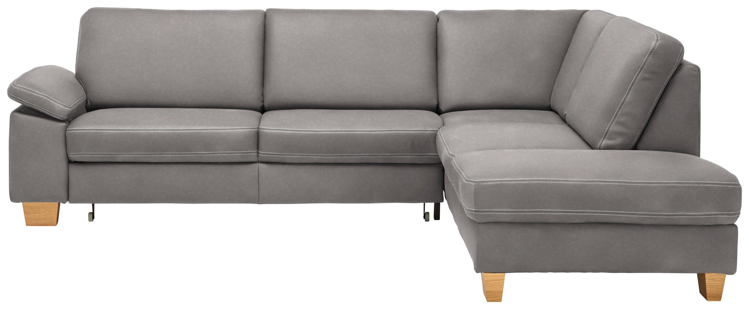 ECKSOFA  in Echtleder Grau  274/235 cm  - Eichefarben/Beige, KONVENTIONELL, Leder/Holzwerkstoff (274/235cm) - Beldomo Premium