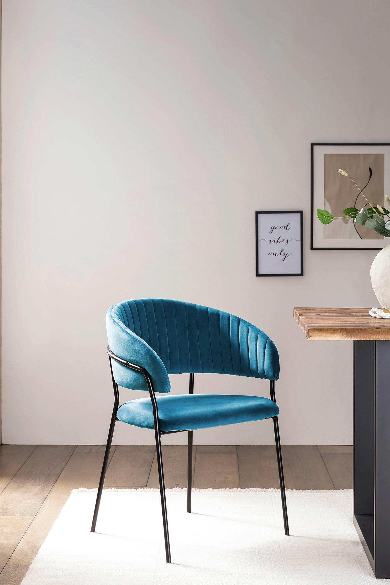 Thumbnail - Livetastic Armlehnstuhl, Türkis, Textil, Rundrohr, 55x80x50 cm, Esszimmer, Stühle, Esszimmerstühle, Armlehnenstühle