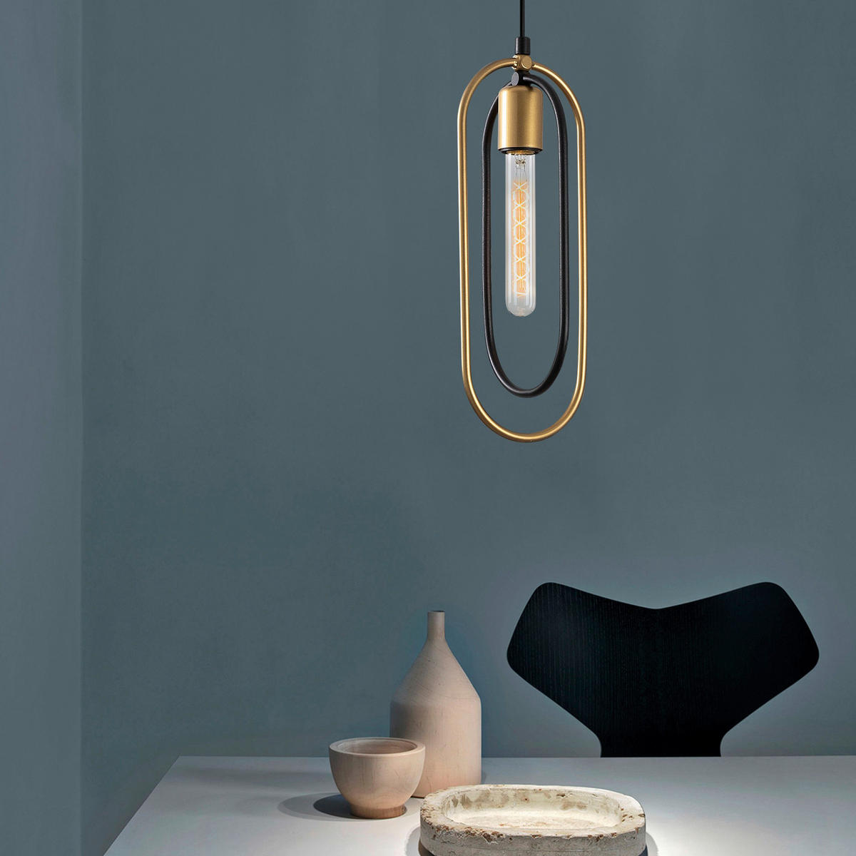 HÄNGELEUCHTE 32/132 cm   - Goldfarben/Schwarz, Design, Metall (32/132cm) - P & B