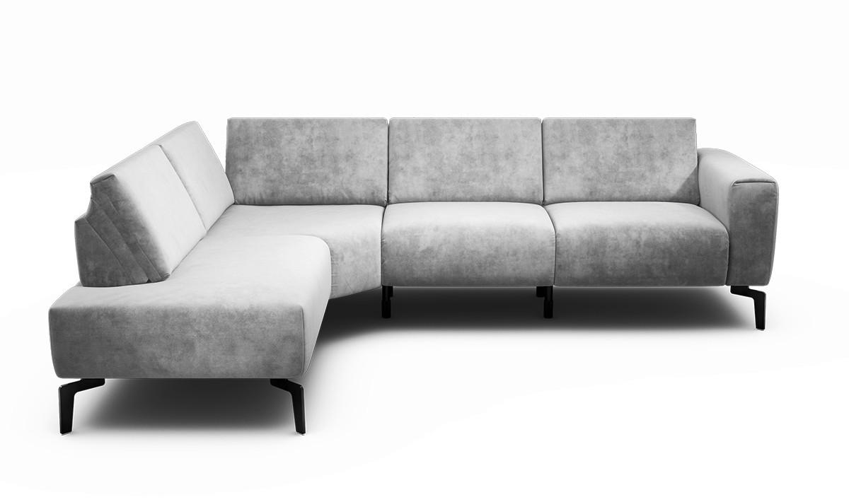 ECKSOFA Cosy Hellgrau Samt  - Hellgrau/Schwarz, Design, Textil/Metall (193/256cm) - SENSOO