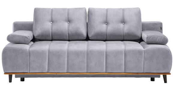 SCHLAFSOFA mit Stoffauswahl, Rücken echt Webstoff Silberfarben - Silberfarben/Schwarz, Design, Holz/Textil (206/77-87/102cm) - Novel
