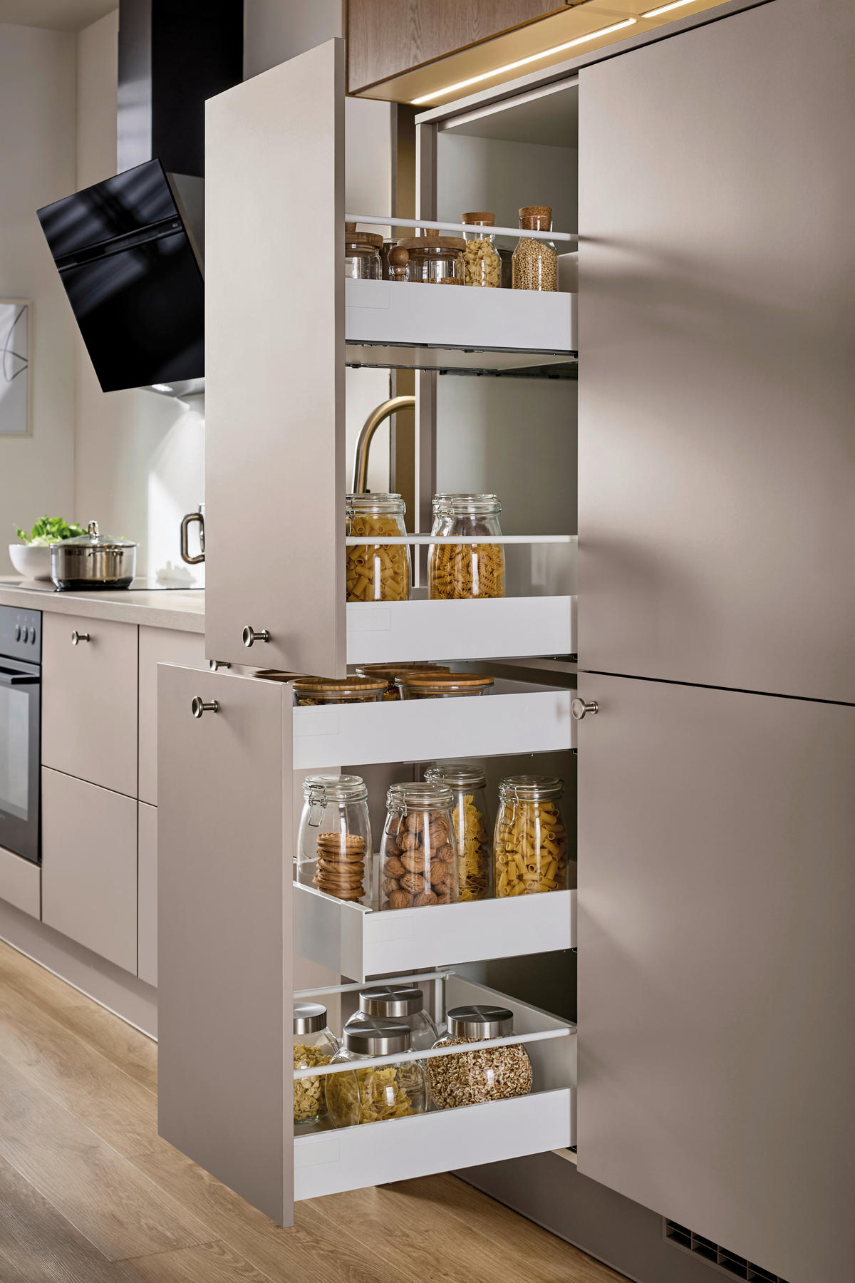 EINBAUKÜCHE   - Eichefarben/Grau, KONVENTIONELL, Holzwerkstoff - Xora