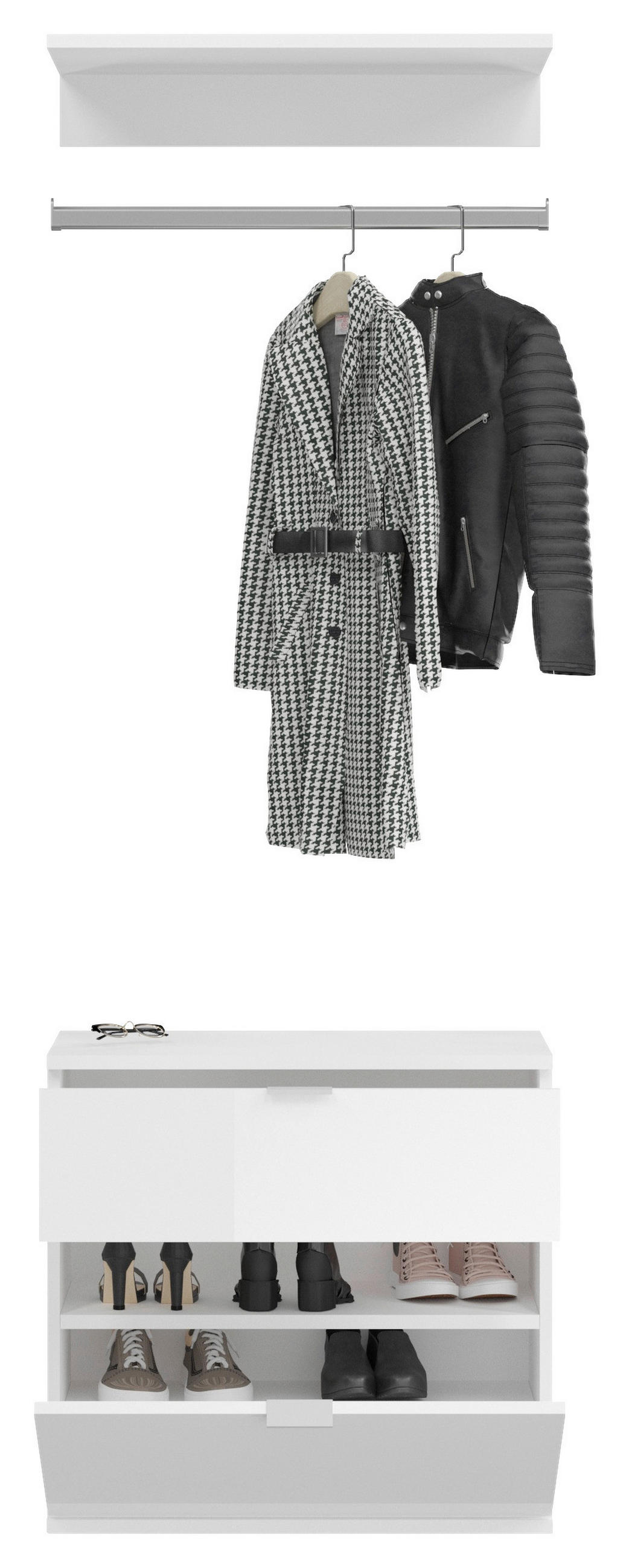 GARDEROBE 2-teilig  in 61/62/34 cm  - Weiß, MODERN, Holzwerkstoff (61/62/34cm) - MID.YOU