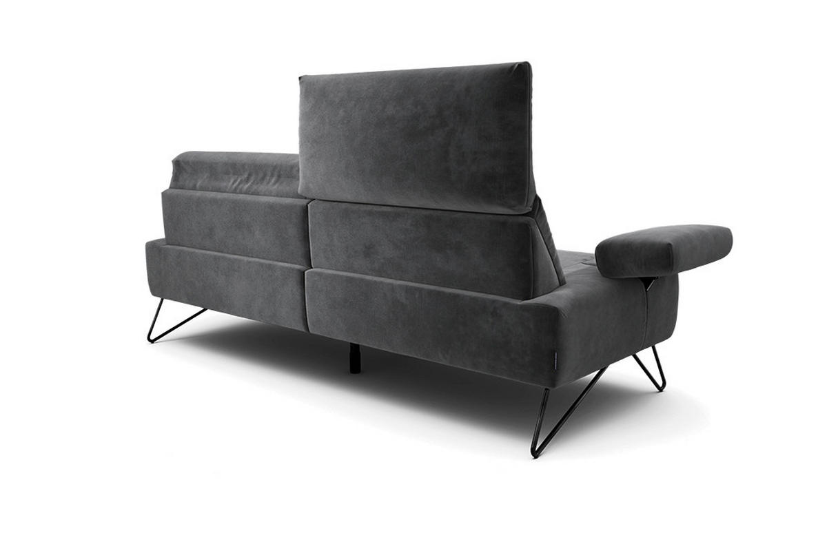 2,5-SITZER Samt Anthrazit  - Anthrazit/Schwarz, Design, Textil/Metall (204-234/85/86-94cm) - SENSOO