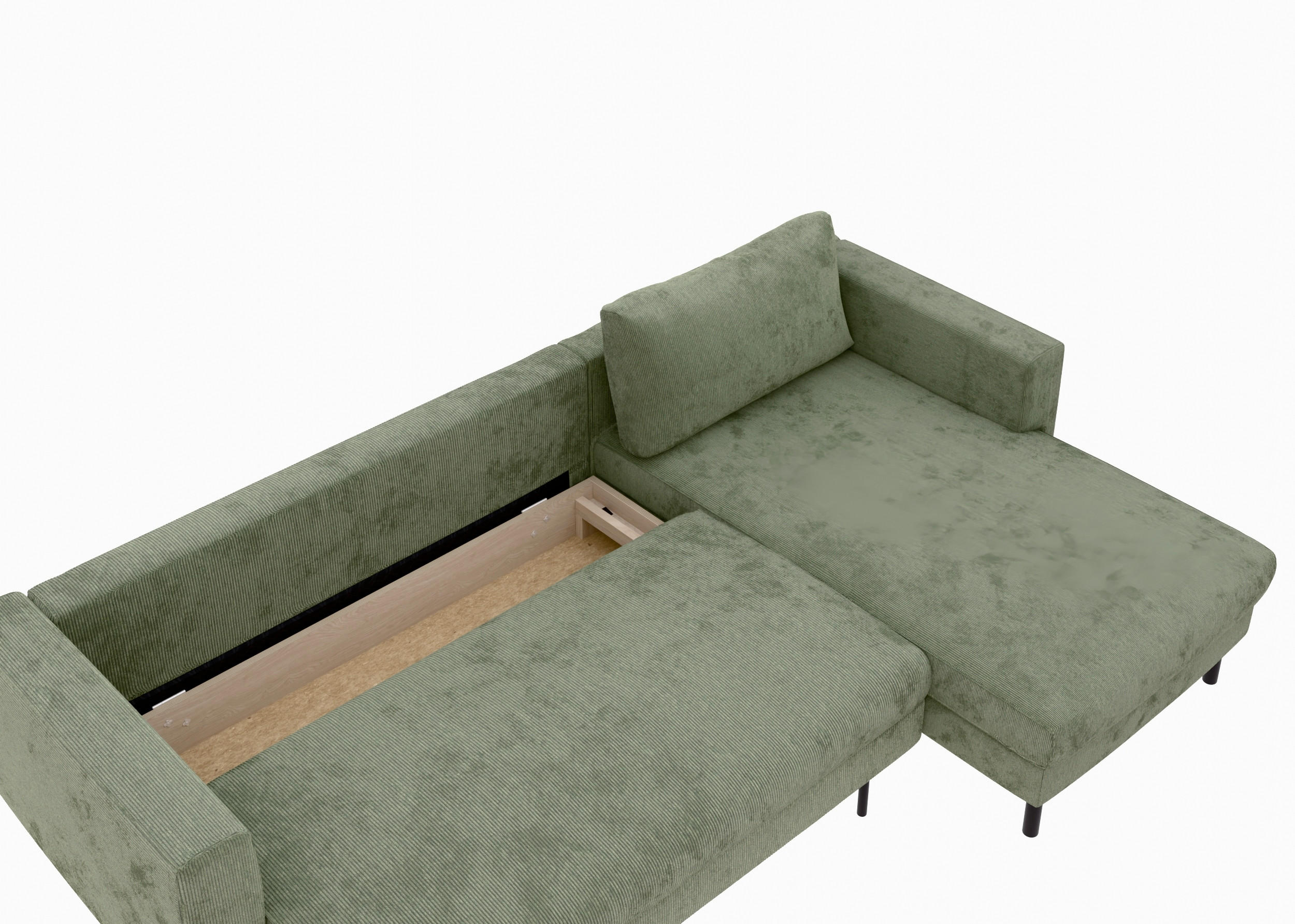 Thumbnail - Trendmanufaktur Eckschlafsofa, Grün, Textil, 4-Sitzer, 232x161 cm, Made in Europe, Rücken echt, Armteil links, rechts, W...