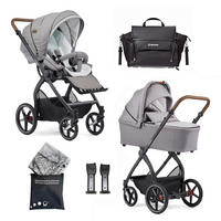 KINDERWAGENSET FX4 Classic  - Hellgrau/Schwarz, Basics, Leder/Textil (57/129/100cm) - Gesslein