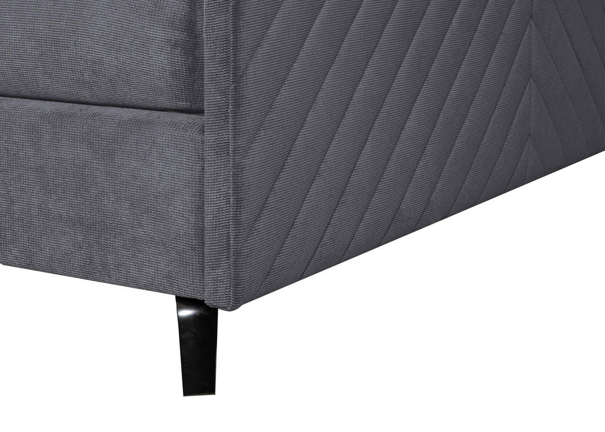 BOXSPRINGBETT 180/200 cm  in Dunkelgrau  - Dunkelgrau/Schwarz, Design, Textil/Metall (180/200cm) - Esposa