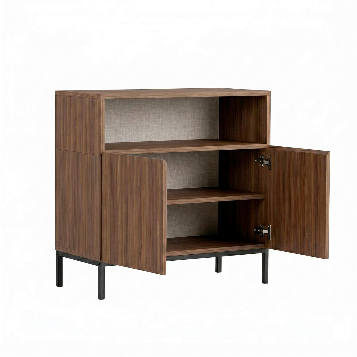 SIDEBOARD  80/80/40 cm  - Walnussfarben/Schwarz, Modern, Holzwerkstoff (80/80/40cm) - MID.YOU