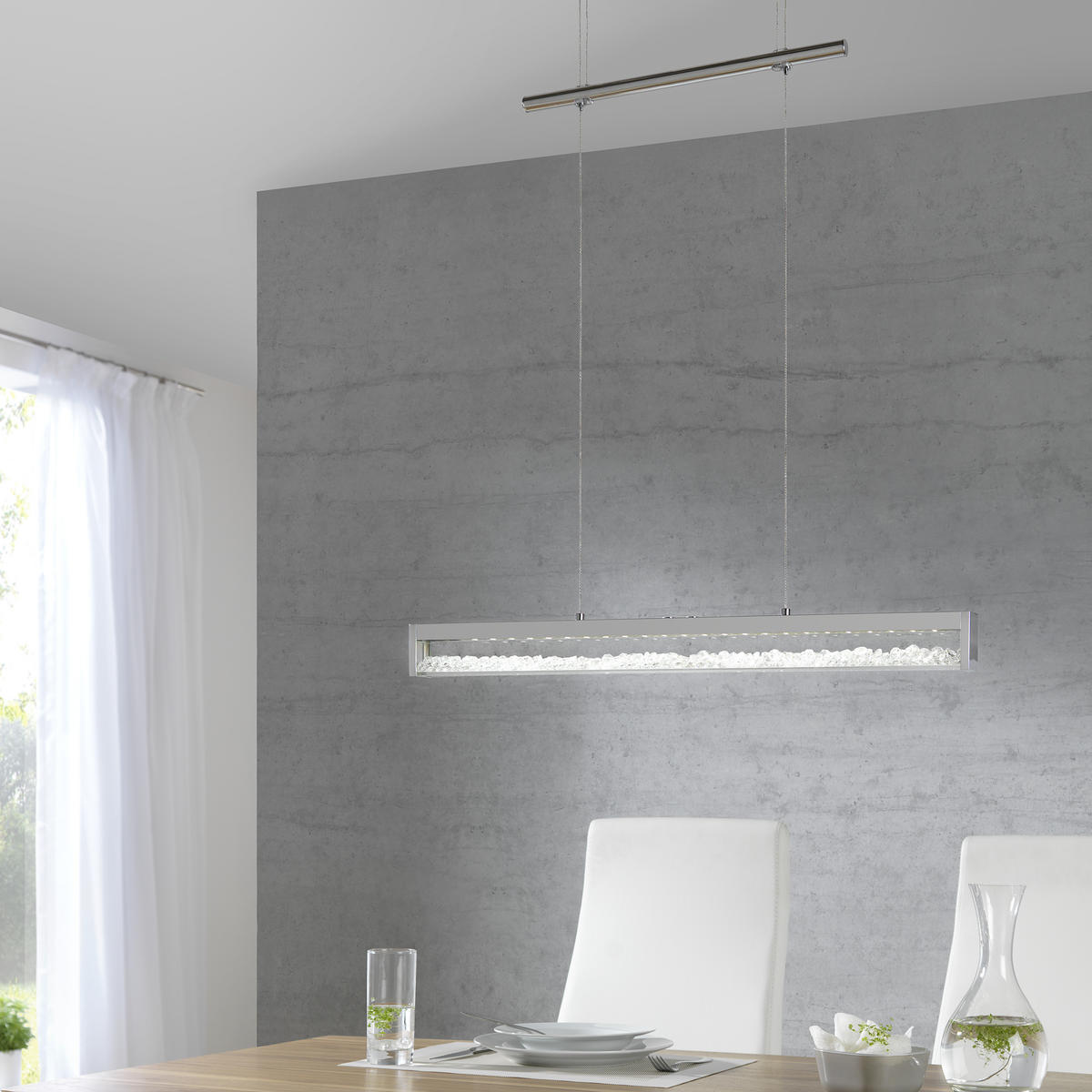 HÄNGLAMPA 70/8/130 cm  - klar/kromfärg, Lifestyle, metall/glas (70/8/130cm)
