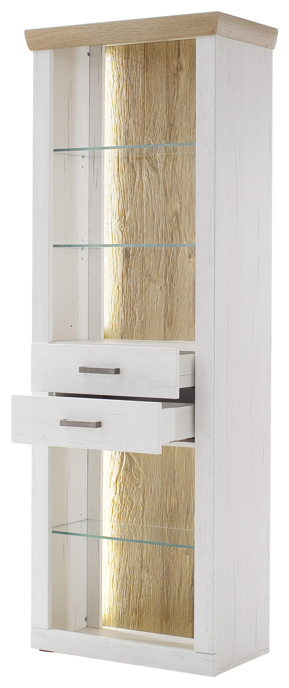 VITRINE in Eichefarben, Pinienfarben  - Eichefarben/Graphitfarben, Design, Glas/Holzwerkstoff (71/205/40cm) - MID.YOU