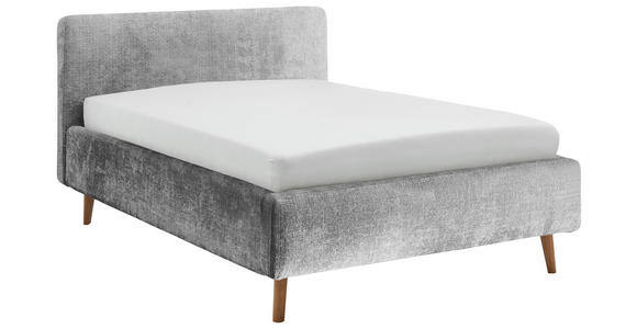 POLSTERBETT inkl. Bettkasten Lattenrost, Bettkasten Grau 140/200 cm  - Eichefarben/Grau, Design, Holz/Textil (140/200cm) - Xora