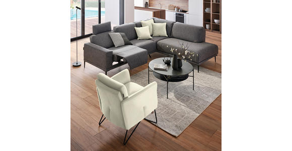 SESSEL in Chenille, Mikrofaser Creme - Creme/Schwarz, Design, Textil/Metall (68/78/76cm) - Johann Jakob