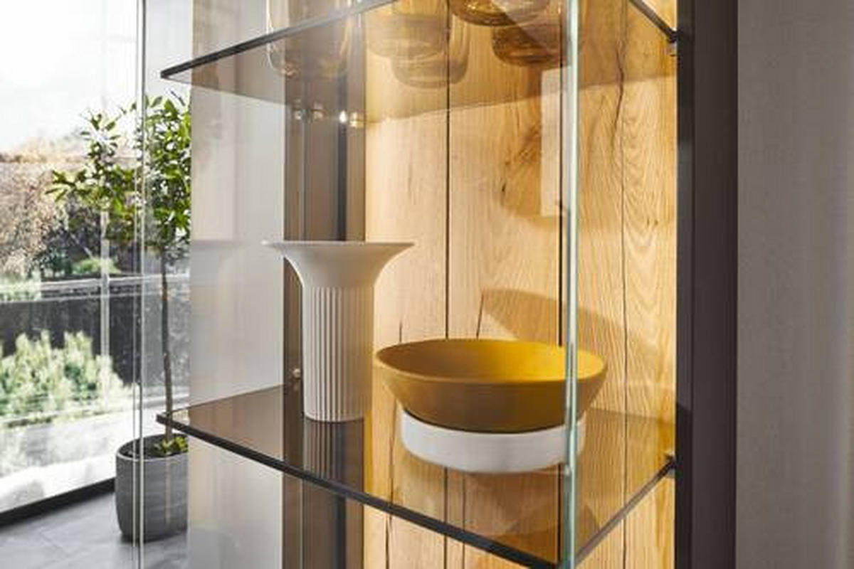 VITRINE in Graphitfarben  - Graphitfarben, Design, Glas/Holzwerkstoff (46,9/205,5/37,1cm) - Dieter Knoll