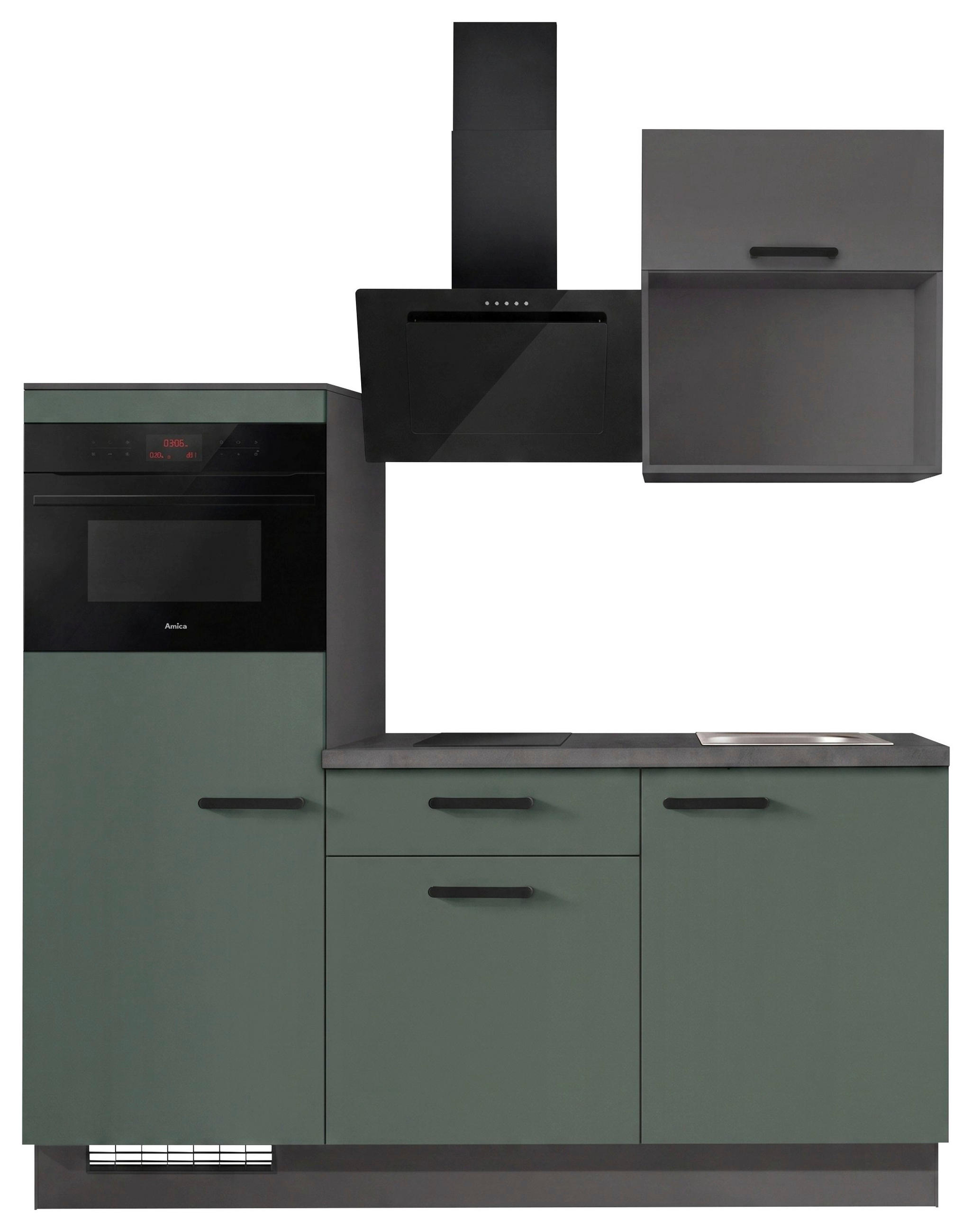 KÜCHENLEERBLOCK IP1200 180 cm  in Graphitfarben, Dunkelgrün  - Schieferfarben/Dunkelgrün, Basics, Holzwerkstoff/Metall (180cm) - Impuls
