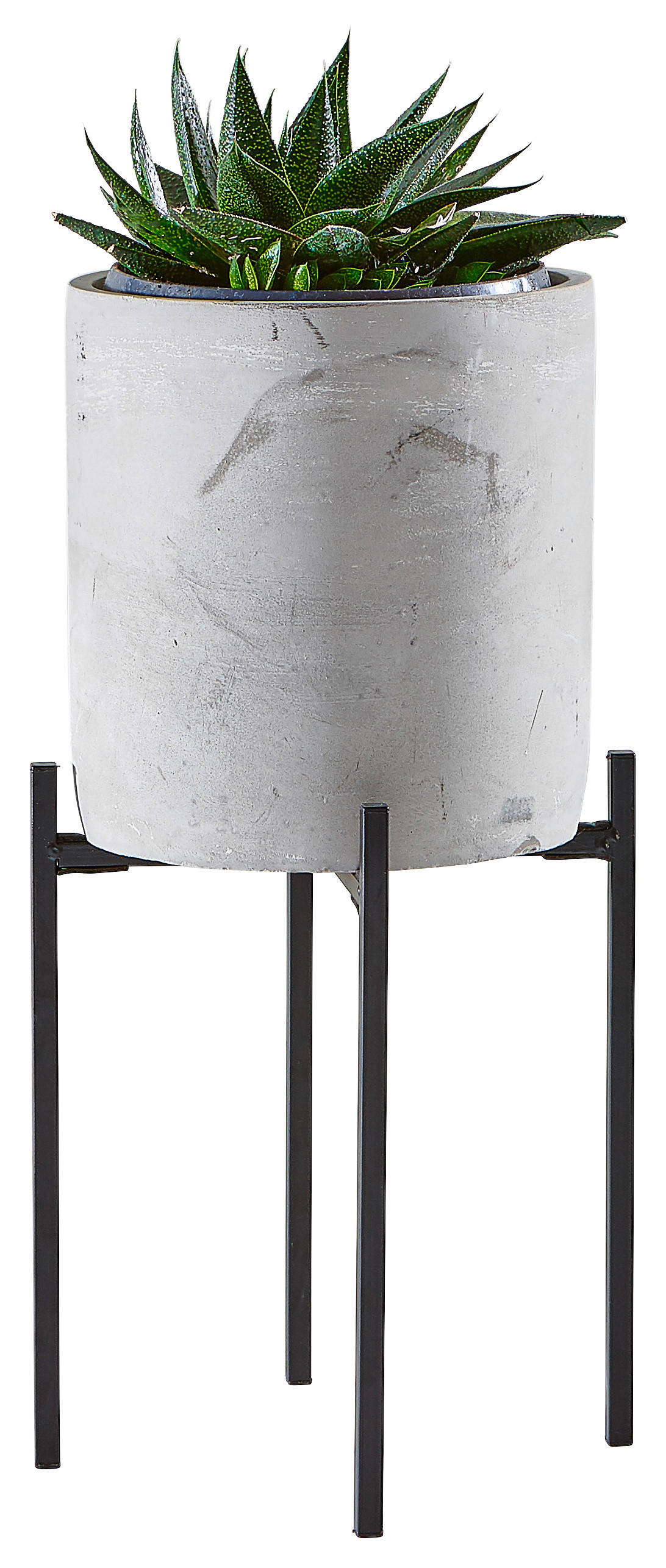 PFLANZENTOPF   - Schwarz/Grau, Design, Stein/Metall (17/45,5cm) - Ambia Home