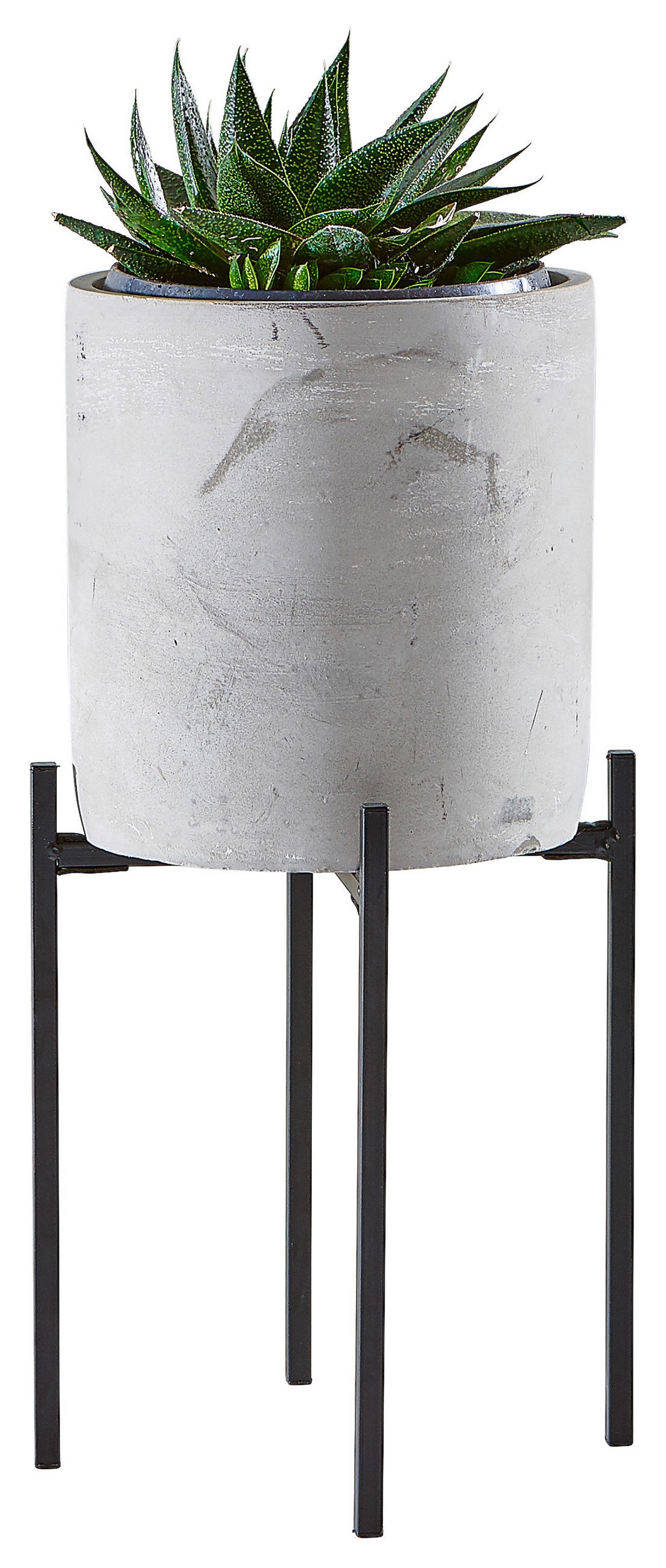 PFLANZENTOPF   - Schwarz/Grau, Design, Stein/Metall (17/45,5cm) - Ambia Home