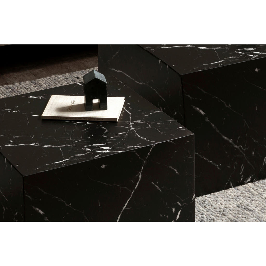 Thumbnail - Livetastic Couchtischset, Schwarz, Holzwerkstoff, 2-teilig, Marmoroptik, quadratisch, 58-50x40-33x58-50 cm, Wohnzimmer, ...