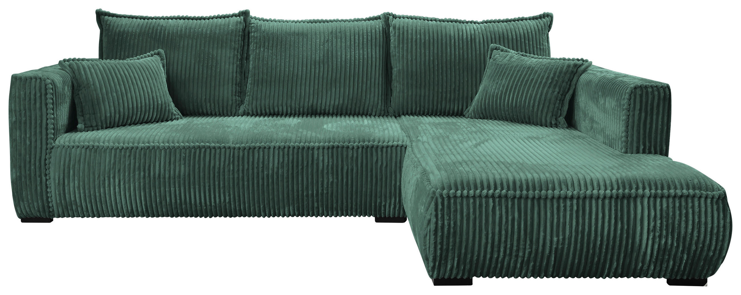 ECKSOFA  in Cord Dunkelgrün  322/208 cm  - Dunkelgrün/Schwarz, MODERN, Holz/Textil (322/208cm) - Carryhome