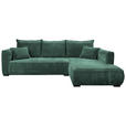 ECKSOFA  in Cord Dunkelgrün  322/208 cm  - Dunkelgrün/Schwarz, MODERN, Holz/Textil (322/208cm) - Carryhome