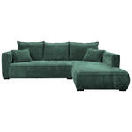 ECKSOFA  in Cord Dunkelgrün  322/208 cm  - Dunkelgrün/Schwarz, MODERN, Holz/Textil (322/208cm) - Carryhome