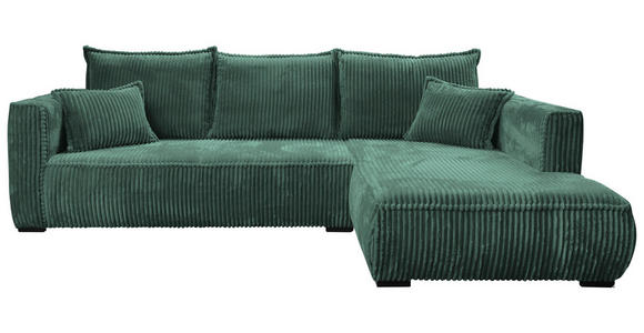 ECKSOFA  in Cord Dunkelgrün  322/208 cm  - Dunkelgrün/Schwarz, MODERN, Holz/Textil (322/208cm) - Carryhome